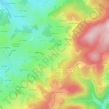 Mapa topográfico Ornaison, altitude, relevo