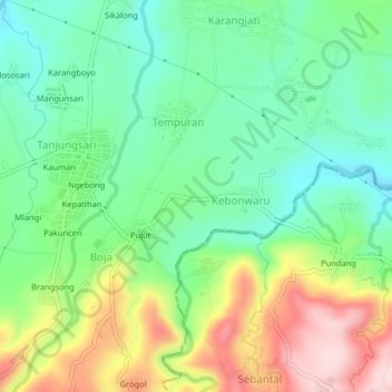 Mapa topográfico Pujut, altitude, relevo