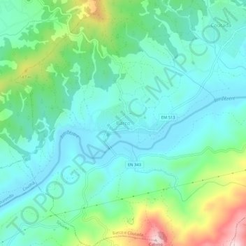 Mapa topográfico Barco, altitude, relevo