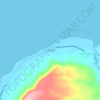 Mapa topográfico Sawanga, altitude, relevo