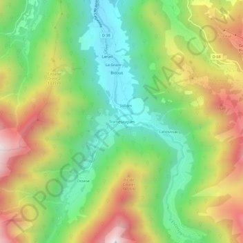 Mapa topográfico Tramesaygues, altitude, relevo