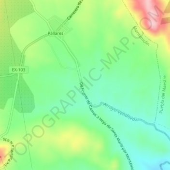 Mapa topográfico El Espartero, altitude, relevo
