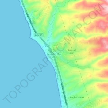 Mapa topográfico Real del Mar, altitude, relevo