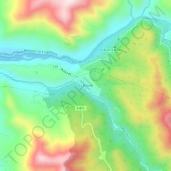 Mapa topográfico La Rufina, altitude, relevo