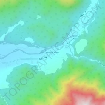 Mapa topográfico Embalse Ancoa, altitude, relevo