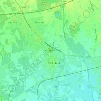 Mapa topográfico Mas d'Androns, altitude, relevo