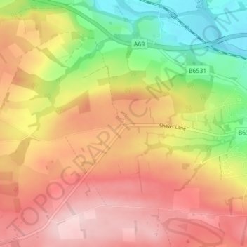 Mapa topográfico Lowgate, altitude, relevo