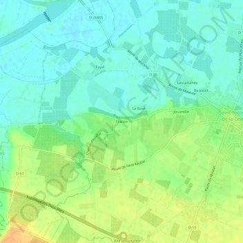 Mapa topográfico France, altitude, relevo