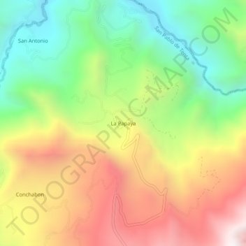 Mapa topográfico La Papaya, altitude, relevo