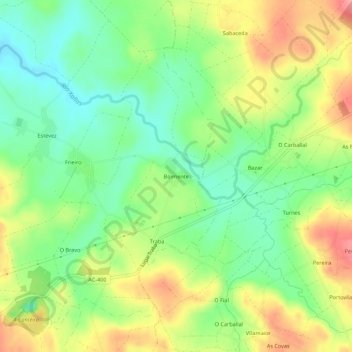 Mapa topográfico Boimente, altitude, relevo