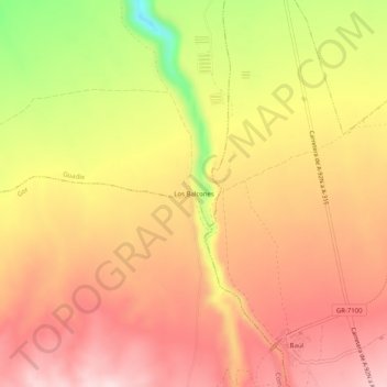 Mapa topográfico Los Balcones, altitude, relevo