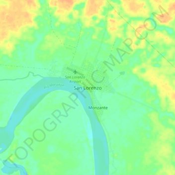 Mapa topográfico San Lorenzo, altitude, relevo