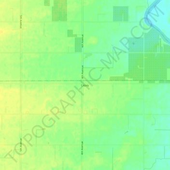 Mapa topográfico Capay, altitude, relevo