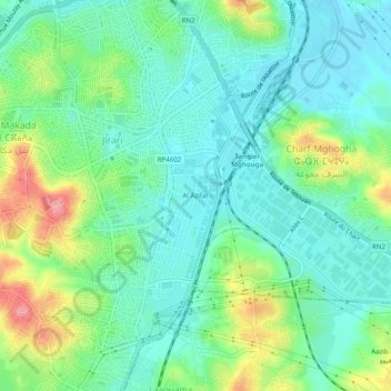 Mapa topográfico Al Azifat, altitude, relevo