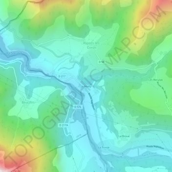 Mapa topográfico Le Motty, altitude, relevo