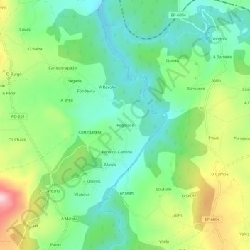 Mapa topográfico Regalade, altitude, relevo