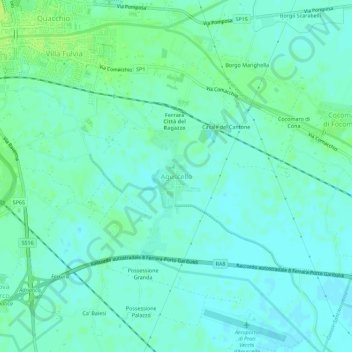 Mapa topográfico Aguscello, altitude, relevo