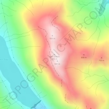 Mapa topográfico Ben Vorlich, altitude, relevo