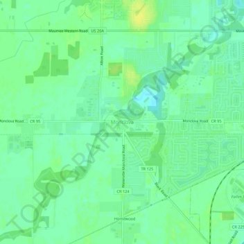 Mapa topográfico Monclova, altitude, relevo