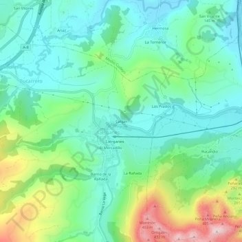 Mapa topográfico Calgar, altitude, relevo