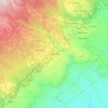 Mapa topográfico La Cisnera, altitude, relevo