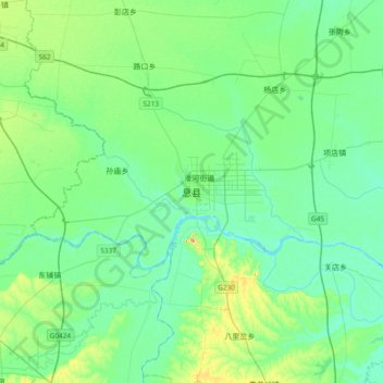 Mapa topográfico 息县, altitude, relevo