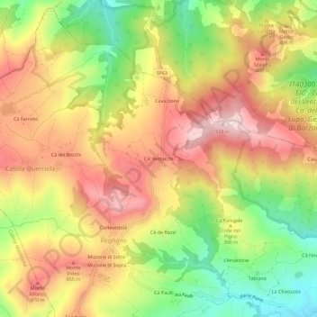 Mapa topográfico Ca' Bertacchi, altitude, relevo