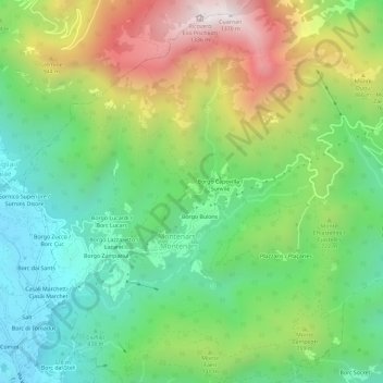 Mapa topográfico Borgo Jouf / Jôf, altitude, relevo