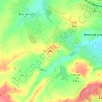 Mapa topográfico Saddington, altitude, relevo