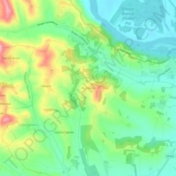 Mapa topográfico Rocchetta, altitude, relevo