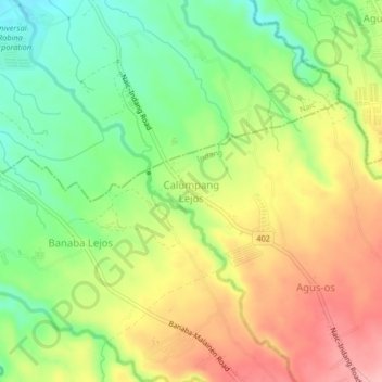 Mapa topográfico Calumpang Lejos, altitude, relevo
