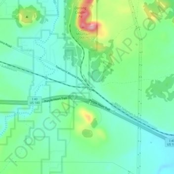 Mapa topográfico Winona, altitude, relevo