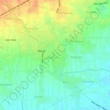 Mapa topográfico Pandes, altitude, relevo