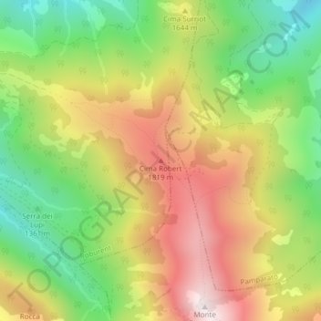 Mapa topográfico Cima Robert, altitude, relevo