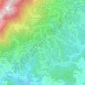 Mapa topográfico Giardino, altitude, relevo