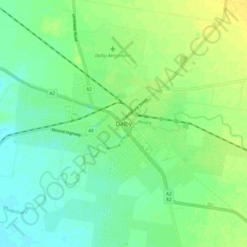 Mapa topográfico Dalby, altitude, relevo