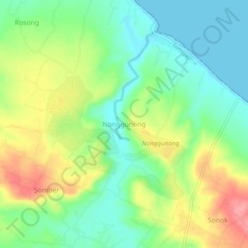 Mapa topográfico Nonggunong, altitude, relevo