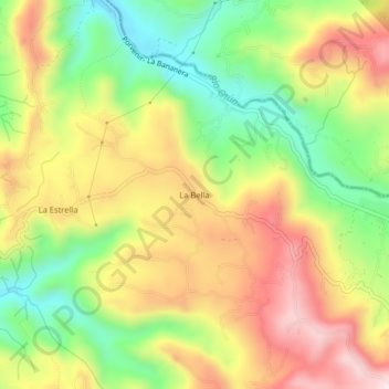 Mapa topográfico La Bella, altitude, relevo