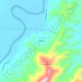 Mapa topográfico Palmira, altitude, relevo
