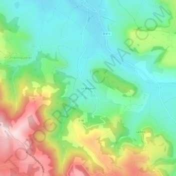 Mapa topográfico Le Méjanel, altitude, relevo