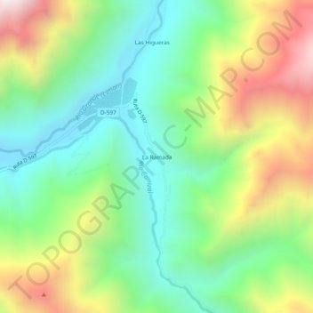 Mapa topográfico La Ramada, altitude, relevo