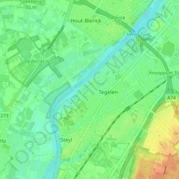 Mapa topográfico Maasveld I, altitude, relevo