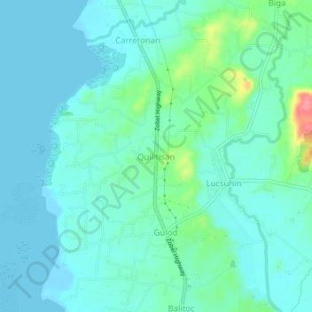 Mapa topográfico Quilitisan, altitude, relevo