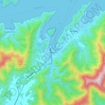 Mapa topográfico Picton, altitude, relevo