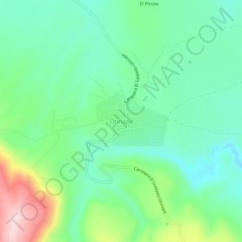 Mapa topográfico Otinapa, altitude, relevo