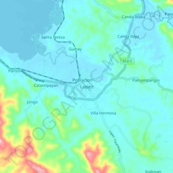 Mapa topográfico Lopez, altitude, relevo