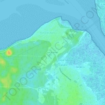 Mapa topográfico Lede du Riveau, altitude, relevo