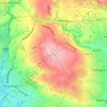 Mapa topográfico Affetside, altitude, relevo