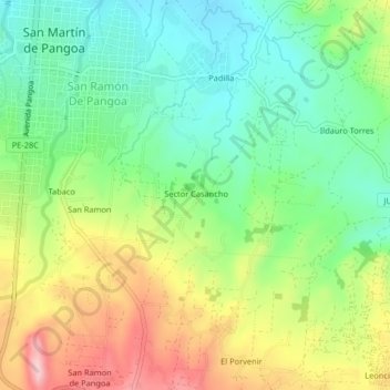 Mapa topográfico Casancho, altitude, relevo