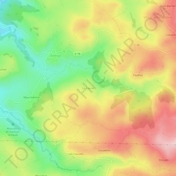 Mapa topográfico Le Cayrac, altitude, relevo